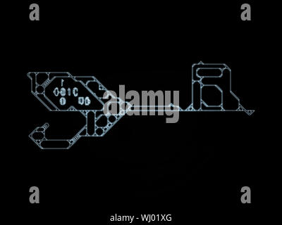 Chiave di crittografia serie. Il design dello sfondo della chiave stilizzata e il numero di simboli sul soggetto della crittografia, matematica e tecnologie digitali Foto Stock