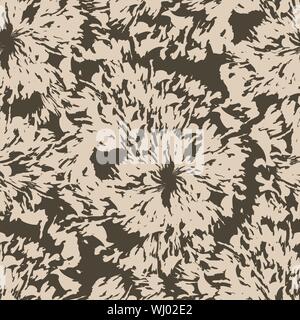 Seamless brown blot splatter pattern. Gli anelli di legno. Strappata texture. Illustrazione Vettoriale