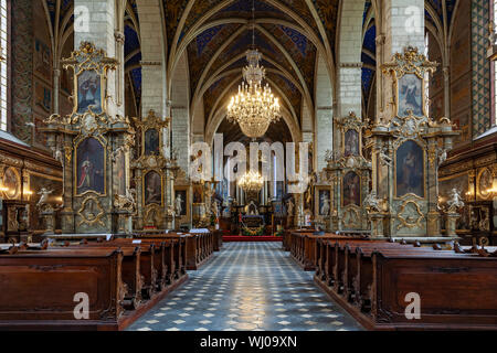 Sandomierz - cattedrale gotica basilica, interno, Polonia Foto Stock