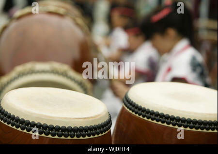 Giappone, Nikko, Taiko drumming Foto Stock