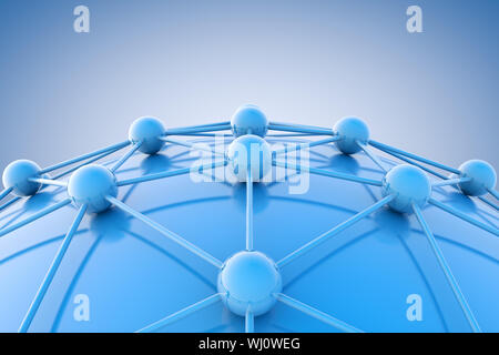 Immagine 3D del diagramma blu o net.Networking e concetto di internet. Foto Stock