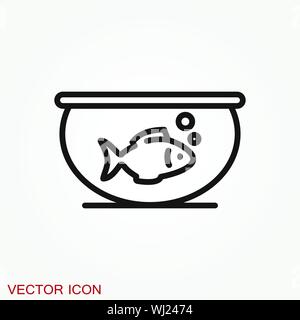 Pesci di acquario icona vettore. Piatto di pesci di acquario icona per il design. Illustrazione Vettoriale