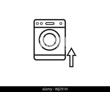 Strumento chiave icona linea lavatrice riparazione immagine vettoriale Illustrazione Vettoriale