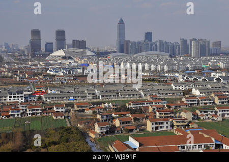 Vista Panoram di Nantong, un secondo livello città di 8 milioni di euro nella provincia dello Jiangsu in Cina Foto Stock