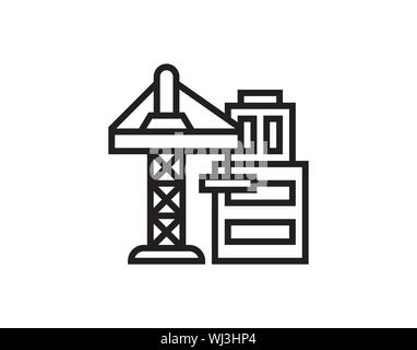Costruzione di gru linea sottile lineare icona immagine vettoriale Illustrazione Vettoriale