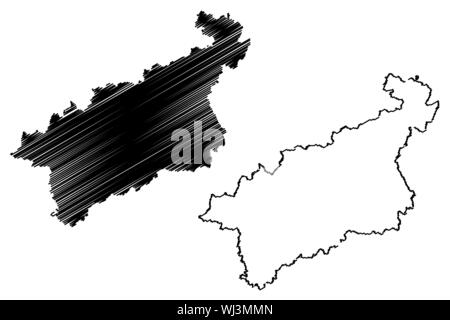 Usti nad Labem Regione (terre di Boemia, Cechia, le regioni della Repubblica ceca) mappa illustrazione vettoriale, scribble schizzo Ústí nad Labem (Regione Ustecky Illustrazione Vettoriale