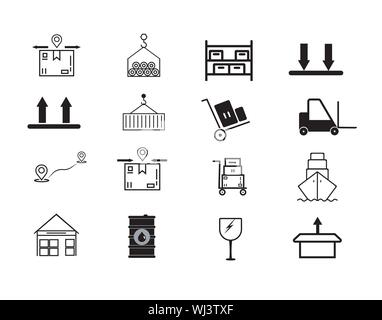 Logistica le icone su sfondo bianco immagine vettoriale Illustrazione Vettoriale