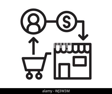 Piatto set di icone dello shopping online internet infografico elementi di design illustrazione vettoriale Illustrazione Vettoriale