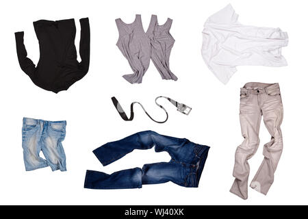 Set di moda clothers isolato su uno sfondo bianco Foto Stock