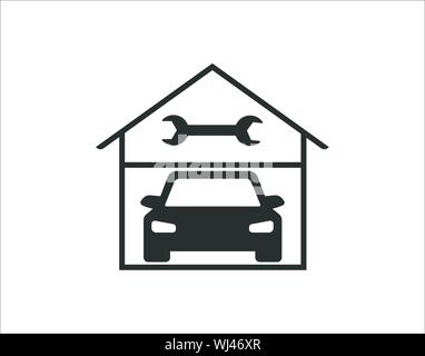 Garage auto piatto icona immagine vettoriale Illustrazione Vettoriale