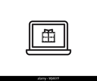 Shopping online su computer portatile icona piatta per app e siti web Illustrazione Vettoriale