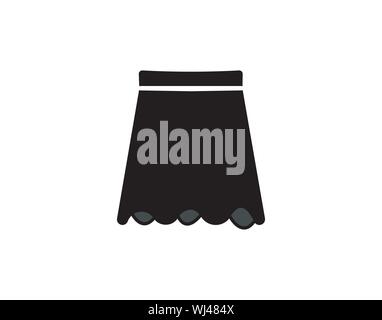 Gonna corta, icona illustrazione vettoriale, segno nero su sfondo isolato - Vettore Illustrazione Vettoriale