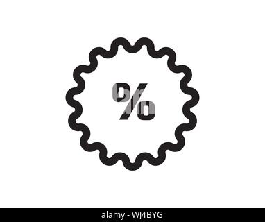 Icona del distintivo di sconto con simbolo di percentuale nello stile contorno Illustrazione Vettoriale