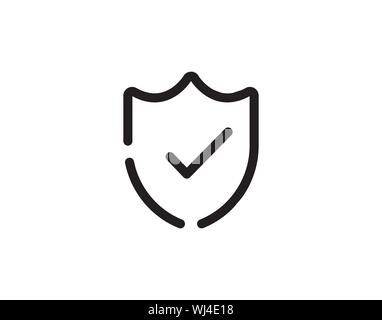 Scudo segno di spunta icona logo design modello immagine vettoriale Illustrazione Vettoriale