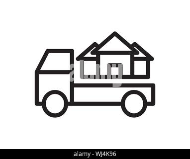 House Moving Truck Transport Delivery icona vettore Illustrazione Vettoriale