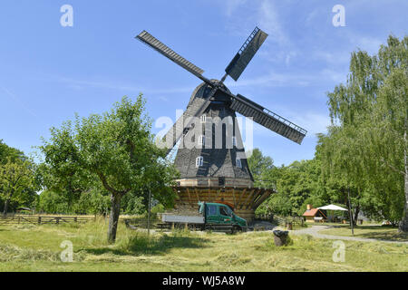 Vista, al di fuori e al di fuori, vista esterna, vista esterna, Berlino, Britz, Britzer, mulino Britzer, Buckower dam, Germania, mulino, mulino, Neukoelln, Neukoellner, N Foto Stock