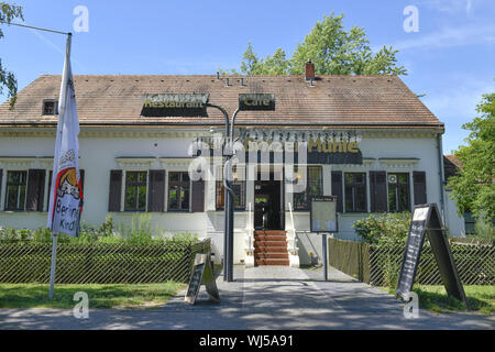 Vista, al di fuori e al di fuori, vista esterna, vista esterna, Berlino, beer garden, Britz, Britzer, mulino Britzer, mulino Britzer, Buckower dam, Germania, inn, soddisfare Foto Stock