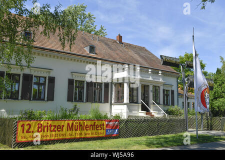 Vista, al di fuori e al di fuori, vista esterna, vista esterna, Berlino, beer garden, Britz, Britzer, mulino Britzer, mulino Britzer, Buckower dam, Germania, inn, soddisfare Foto Stock