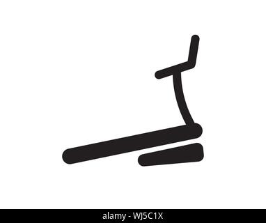 Icona del tapis roulant per la corsa in palestra e l'allenamento cardio, silhouette vettoriale nera Illustrazione Vettoriale