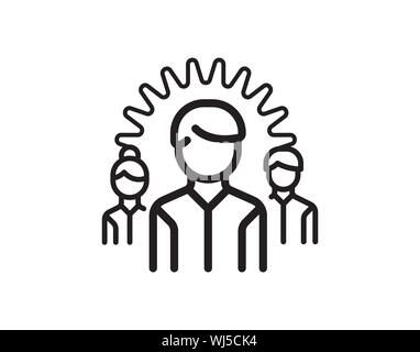 Leadership del team e icona della forza lavoro che rappresentano gestione e collaborazione, delineano il vettore Illustrazione Vettoriale