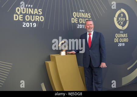 Lisbona, Portogallo. 02Sep, 2019. Settembre 02, 2019. Lisbona, Portogallo. Maritimo Presidente Carlos Pereira durante il Quinas de Ouro Awards 2019 Credit: Alexandre de Sousa/Alamy Live News Foto Stock