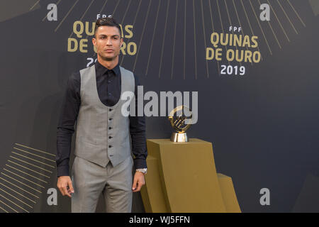 Lisbona, Portogallo. 02Sep, 2019. Settembre 02, 2019. Lisbona, Portogallo. La Juventus player Cristiano Ronaldo durante il Quinas de Ouro Awards 2019 Credit: Alexandre de Sousa/Alamy Live News Foto Stock