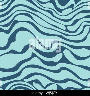 Blue linee fluide seamless pattern per il design di moda. Pattern, texture per gli involucri o tende. Illustrazione Vettoriale