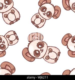 Vector seamless pattern con grazioso panda kawaii. Lo stile del bambino. Stampa per i vestiti e wrapper. Illustrazione Vettoriale
