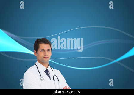 Immagine composita di grave medico con le braccia incrociate Foto Stock