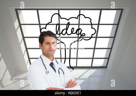 Immagine composita di grave medico con le braccia incrociate Foto Stock