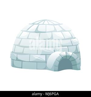 Il ghiaccio igloo. In inverno il paesaggio del nord. La vita degli Inuit. Piatto isolato illustrazione vettoriale Illustrazione Vettoriale