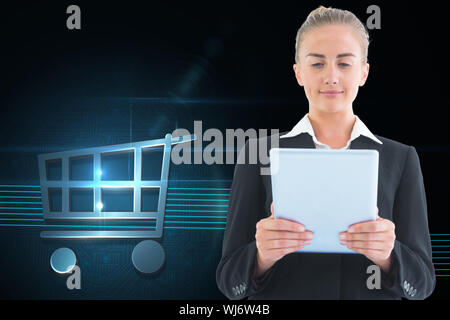 Immagine composita della bionda imprenditrice azienda tablet Foto Stock