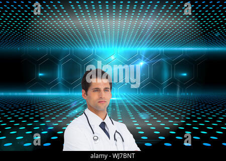 Immagine composita di grave medico con le braccia incrociate Foto Stock