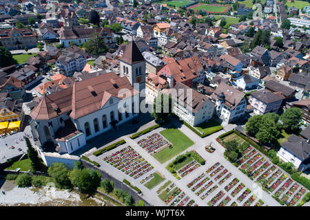 Vista aerea chiesa di San Maurizio Appenzell Foto Stock