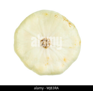 Bianco organico squash patisson intaglio su sfondo bianco Foto Stock