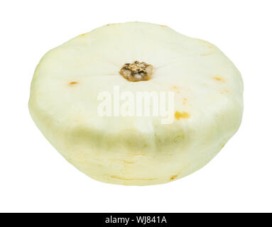 White squash patisson intaglio su sfondo bianco Foto Stock