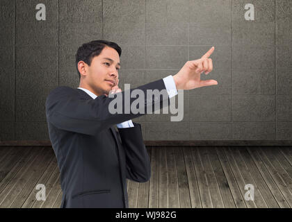 Immagine composita di pensosa asian businessman rivolta Foto Stock