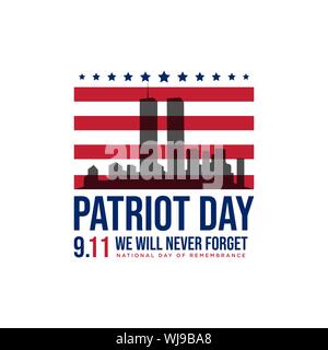 911 giorno patriot patriot sfondo giorno settembre immagine vettoriale. Non dimenticate mai 9/11 patriot giorno Illustrazione Vettoriale