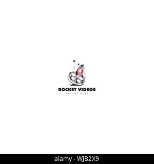 Rocket Galleria Video Logo Design, Red Rocket, video e spazio a razzo Foto Stock