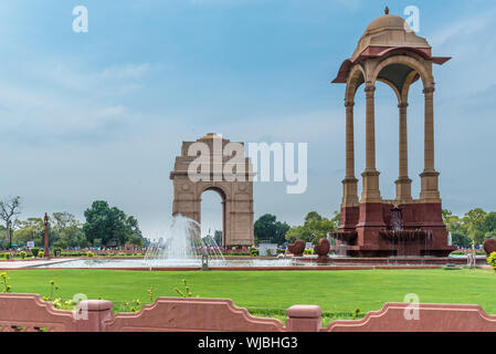 Vista di India Gate New Delhi, India, una guerra memorital archictura Foto Stock