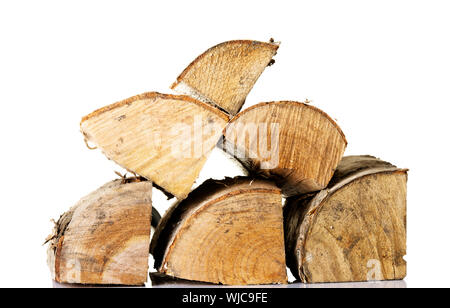 Catasta di pezzi di legno. Isolato su bianco. Foto Stock