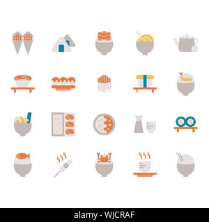 Il cibo giapponese icon set. Illustrazione Vettoriale Illustrazione Vettoriale