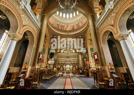 Interno della chiesa della Santa Trinità (Biserica Sfânta Treime). Sighisoara, Transilvania. La Romania Foto Stock