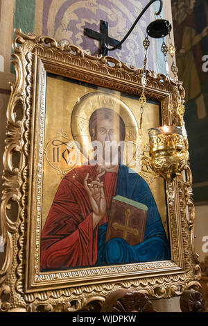 Interno della chiesa della Santa Trinità (Biserica Sfânta Treime). Sighisoara, Transilvania. La Romania Foto Stock