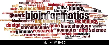 La bioinformatica parola concetto di cloud computing. Collage fatto di parole circa la bioinformatica. Illustrazione Vettoriale Illustrazione Vettoriale