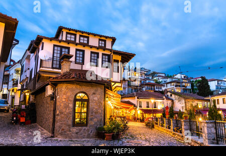 Case tradizionali a Ohrid Macedonia nord Foto Stock