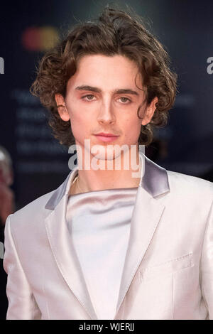 Timothee Chalamet frequentando 'Il Re' premiere al 76th Venice International Film Festival presso il Palazzo del Casinò su settembre 2, 2019 a Venezia, Italia. Foto Stock