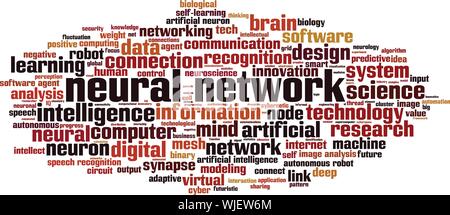 Rete neurale parola concetto di cloud computing. Collage fatto di parole sulla rete neurale. Illustrazione Vettoriale Illustrazione Vettoriale