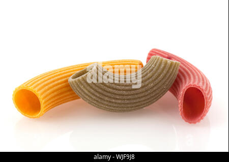 Colorato la pasta grezza tubi in verde rosso e bianco Foto Stock