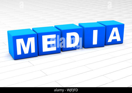 3D reso illustrazione della parola Media. Foto Stock